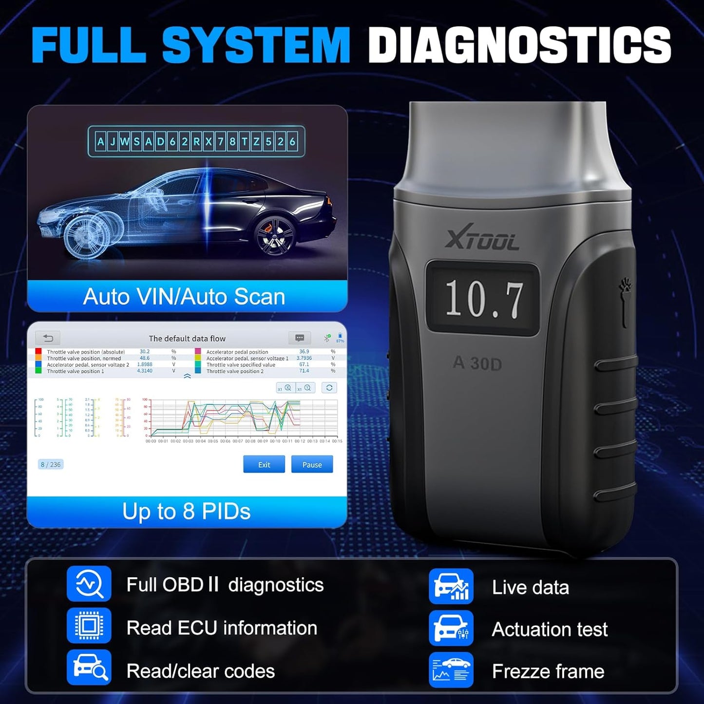 XTOOL A30D BT Connection OBD2 Scanner