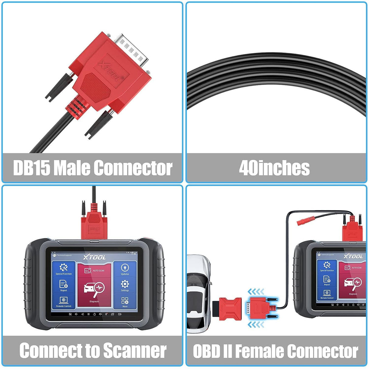 Xtool DB15 OBDII vervangingskabel