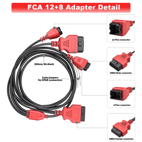 XTOOL FCA SGW 12+8 Bypass Connecter Cable for Chrysler Dodge Fiat Jeep.