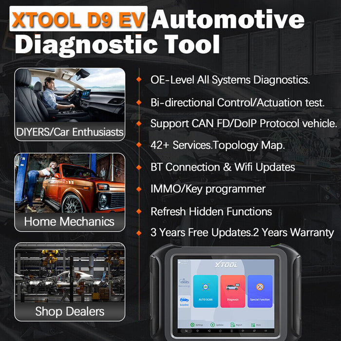 XTOOL D9EV Energy Vehicles Diagnostic Tools For Tesla For BYD