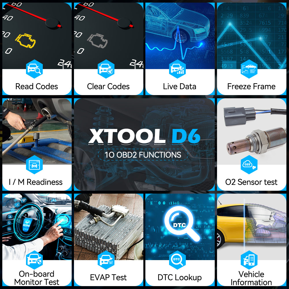 XTOOL D6 10 OBD2 FUNCTIONS