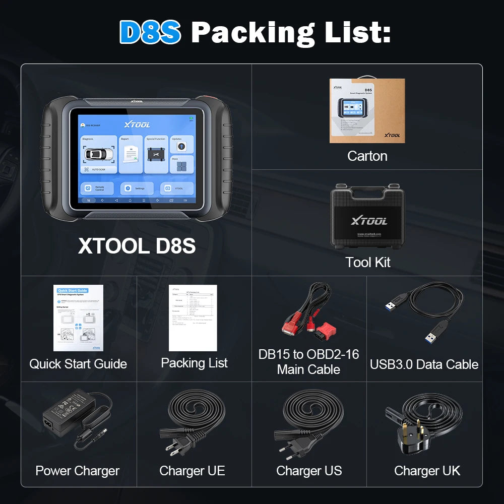 XTOOL D8S PACKING LIST