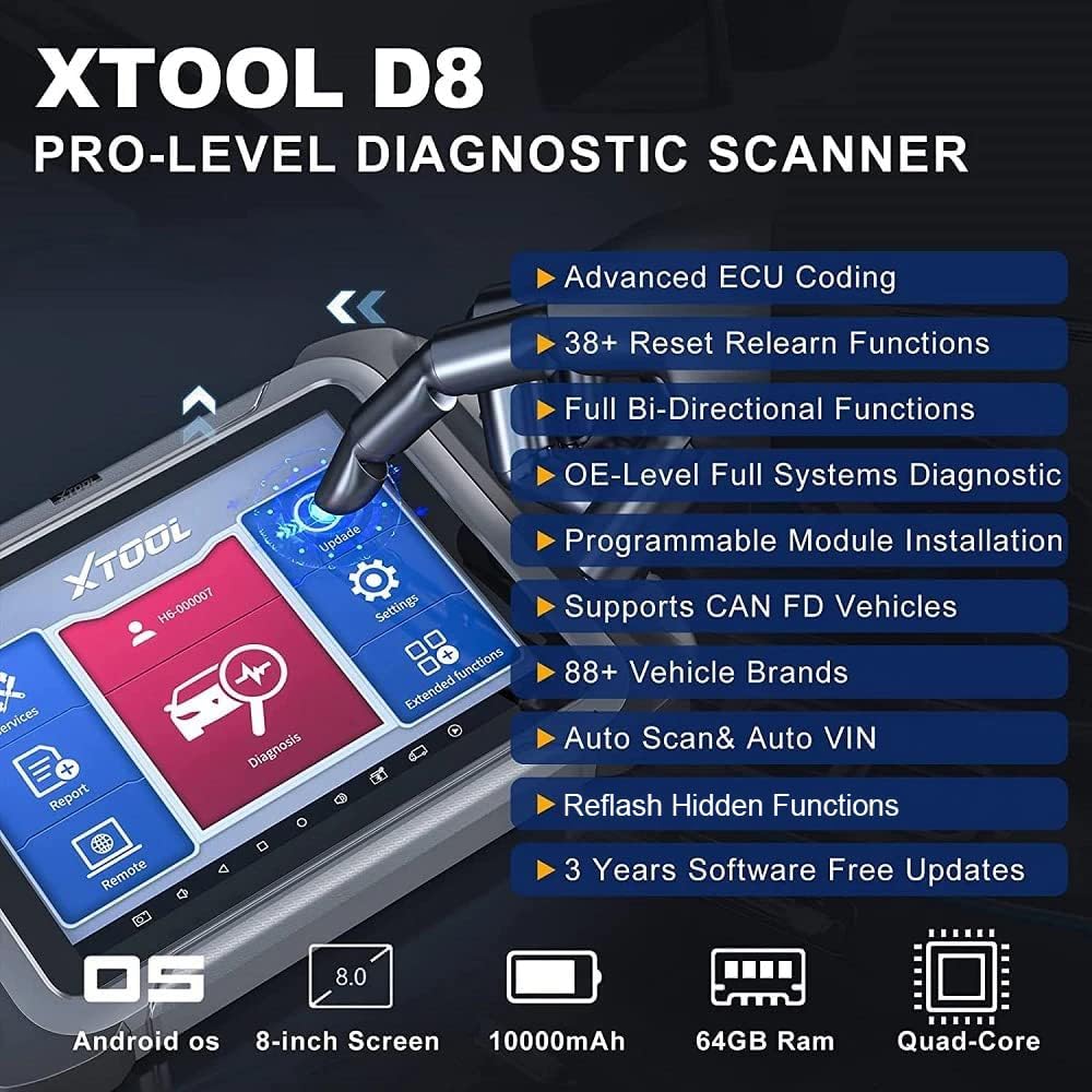 XTOOL D8 PRO-LEVEL DIAGNOSTIC SCANNER