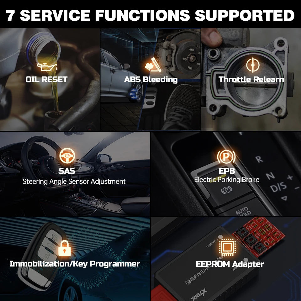 XTOOL X100 Pro3 7 Service functions supported