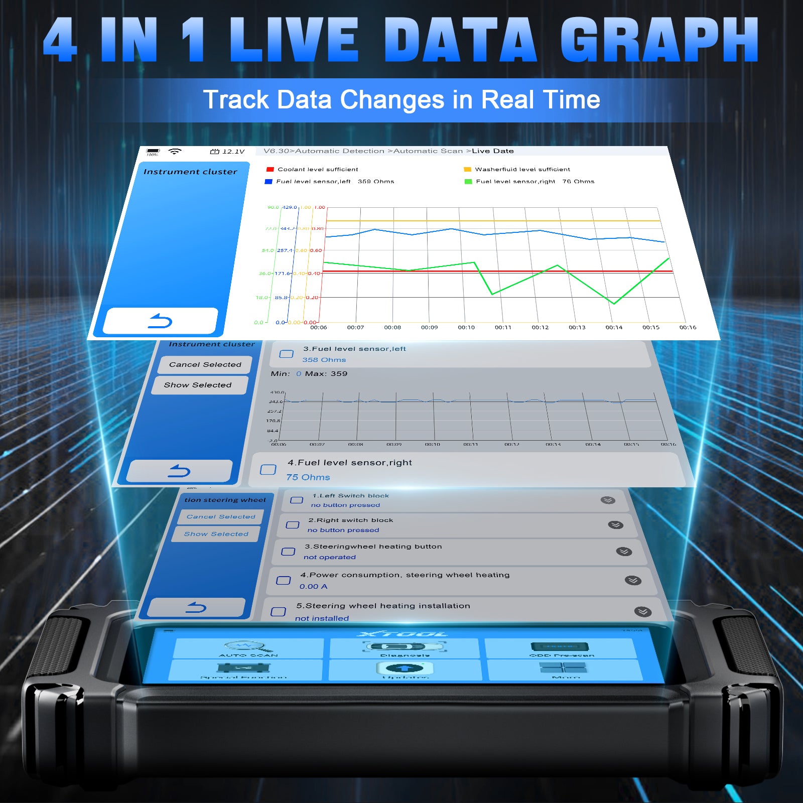 Xtool D5 4 in 1 live data graph